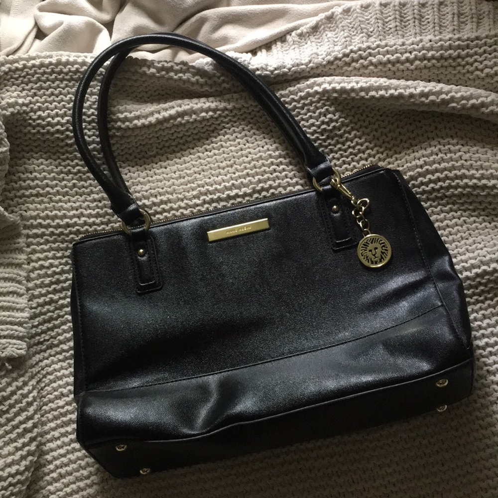 ANNE KLEIN Black Laptop Tote